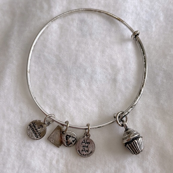 Alex and Ani Cupcake Charm Bangle Bracelet, Silver - Picture 2 of 2